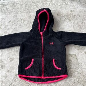 Under Armour Black Hoodie with Hot Pink Trim - Girls